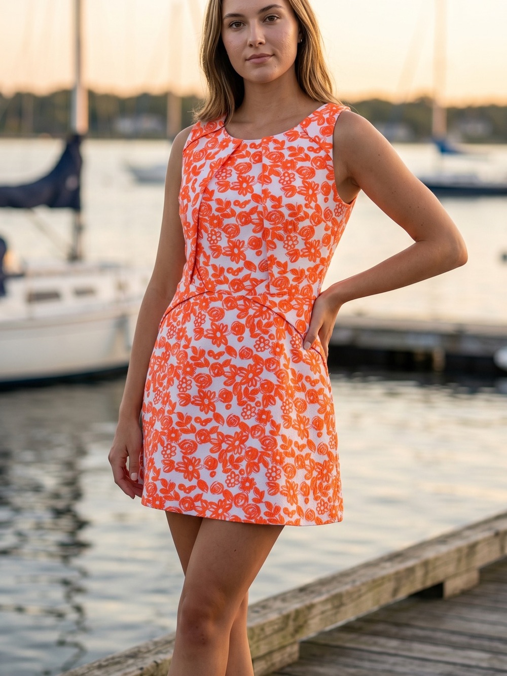 Betsey Johnson Orange and White Floral Mini Dress